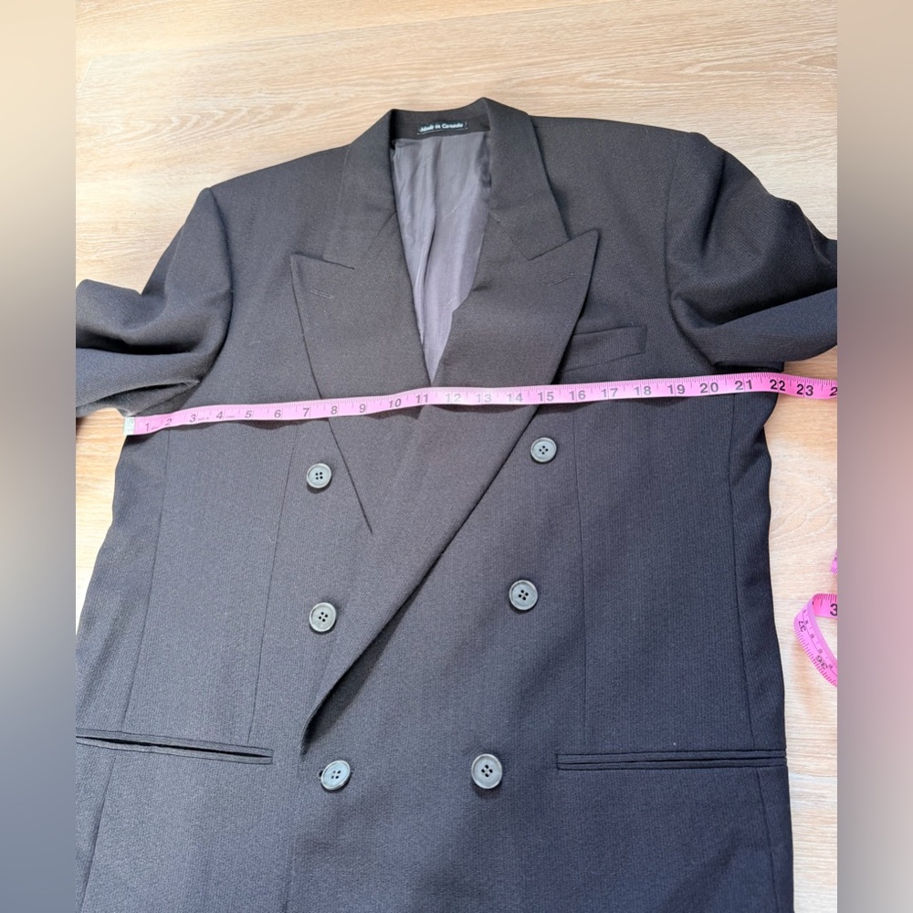 Vintage 90s Yves Saint Laurent YSL Wool Double-Breasted Blazer XL Repair Project - Picture 11 of 14